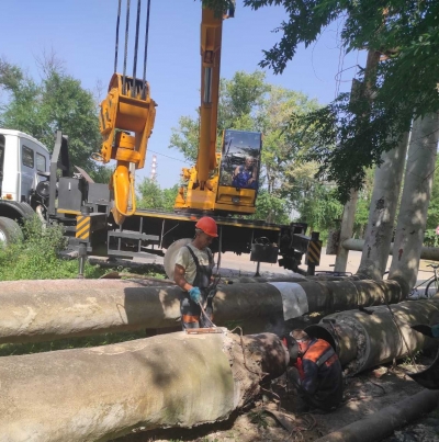 Устранение порыва тепловой сети после проведения гидравлических испытаний в г. Днестровск